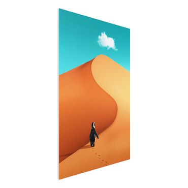 Forex Fine Art Print - Jonas Loose - Wüste mit Pinguin - Hochformat 3:2