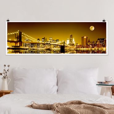 Poster - Goldenes New York - Panorama Querformat