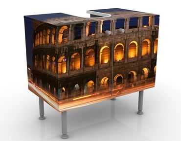 Waschbeckenunterschrank - Colosseum in Rom bei Nacht - Badschrank Orange
