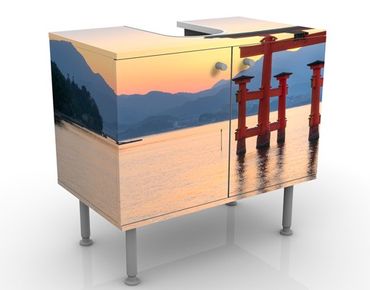 Waschbeckenunterschrank - Torii am Itsukushima - Badschrank Rot