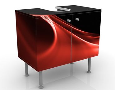 Waschbeckenunterschrank - Red Wave - Badschrank Rot Schwarz