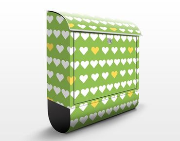 Wandbriefkasten - Frisch Verliebt Musterdesign - Briefkasten Grün