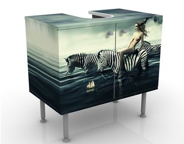 Waschbeckenunterschrank - Frauenakt mit Zebras - Badschrank