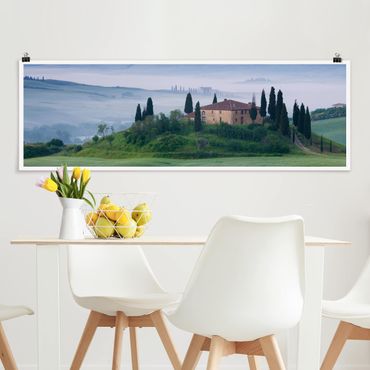 Poster - Sonnenaufgang in der Toskana - Panorama Querformat