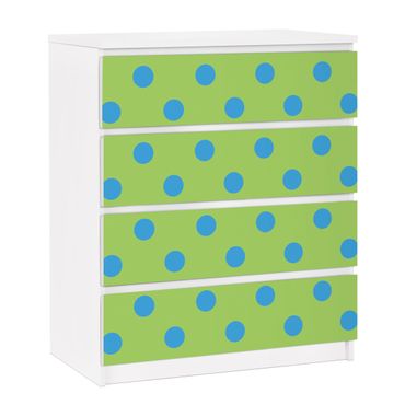Möbelfolie für IKEA Malm Kommode - selbstklebende Folie No.DS92 Punktdesign Girly Grün