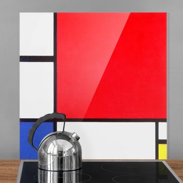 Glas Spritzschutz - Piet Mondrian - Komposition Rot Blau Gelb - Quadrat - 1:1