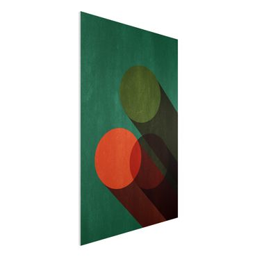 Forex Fine Art Print - Abstrakte Formen - Kreise in Grün und Rot - Hochformat 3:2