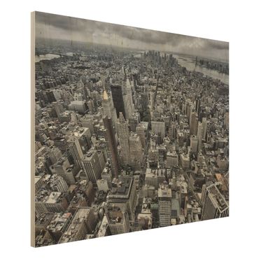 Holzbild - Blick über Manhattan - Querformat 3:4