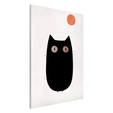 Magnettafel - Schwarze Katze Illustration - Hochformat 2:3