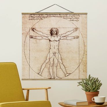 Stoffbild mit Posterleisten - Da Vinci - Quadrat 1:1
