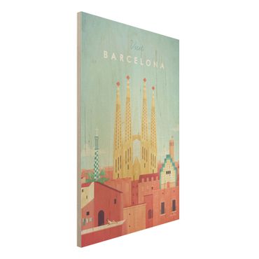 Holzbild - Reiseposter - Barcelona - Hochformat 3:2
