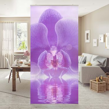 Raumteiler - Lila Orchidee auf Wasser 250x120cm