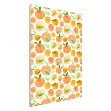 Magnettafel - Aquarell Orangen mit Blättern in weißem Rahmen - Hochformat 2:3