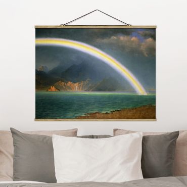 Stoffbild mit Posterleisten - Albert Bierstadt - Regenbogen über Jenny Lake - Querformat 4:3