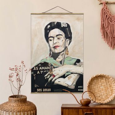 Stoffbild mit Posterleisten - Frida Kahlo - Collage No.4 - Hochformat 2:3