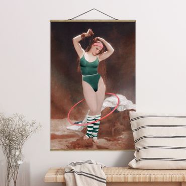 Stoffbild mit Posterleisten - 80s Aerobic Girl - Hochformat