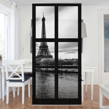 Raumteiler - Fenster Eiffelturm Seine Paris 250x120cm