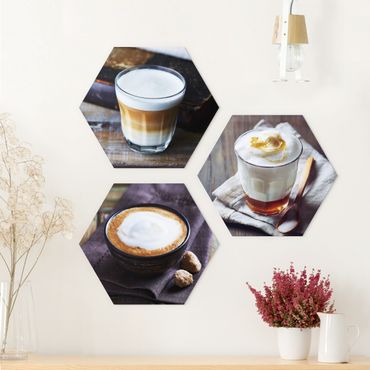 Hexagon Bild Forex 3-teilig - Caffè Latte