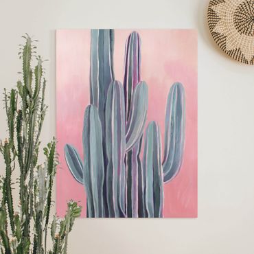 Leinwandbild - Kaktus auf Rosa II - Hochformat 4:3