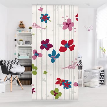 Raumteiler Kinderzimmer - Floral Pattern 250x120cm