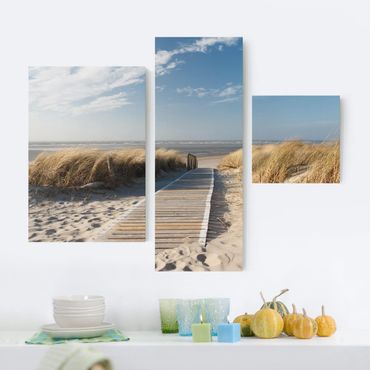 Leinwandbild 3-teilig - Ostsee Strand - Collage 1