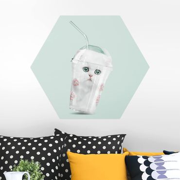 Hexagon Bild Alu-Dibond - Jonas Loose - Shake mit Katze