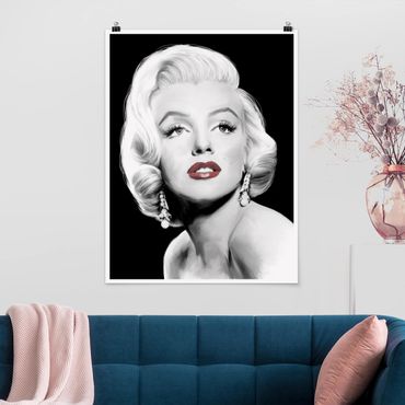 Poster - Marilyn mit Ohrschmuck - Hochformat 3:4