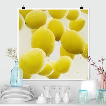 Poster - Zitronen im Wasser - Quadrat 1:1