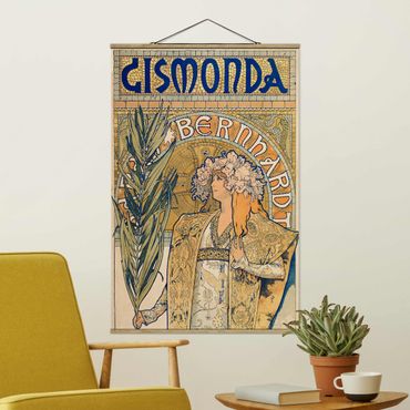 Stoffbild mit Posterleisten - Alfons Mucha - Plakat für Theaterstück Gismonda - Hochformat 2:3