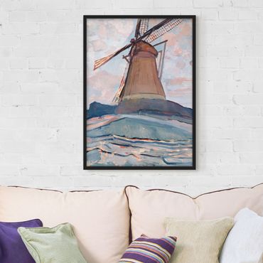 Bild mit Rahmen - Piet Mondrian - Windmühle - Hochformat 3:4