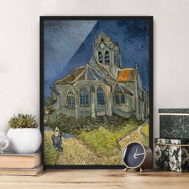 Bild mit Rahmen - Vincent van Gogh - Kirche Auvers-sur-Oise - Hochformat 3:4
