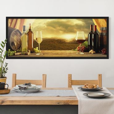 Bild mit Rahmen - Wein mit Ausblick - Panorama Querformat