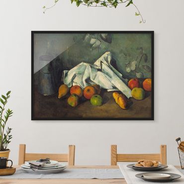 Bild mit Rahmen - Paul Cézanne - Milchkanne und Äpfel - Querformat 3:4