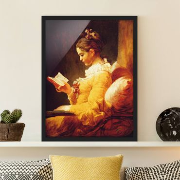 Bild mit Rahmen - Jean Honoré Fragonard - Lesendes Mädchen - Hochformat 3:4