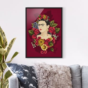 Bild mit Rahmen - Frida Kahlo - Rosen - Hochformat 3:4