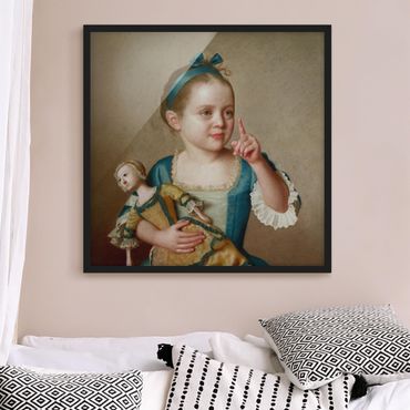 Bild mit Rahmen - Jean Etienne Liotard - Mädchen mit Puppe - Quadrat 1:1