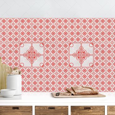 Küchenrückwand - Fliesenmuster Porto rot