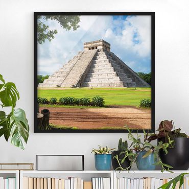 Bild mit Rahmen - El Castillo Pyramide - Quadrat 1:1