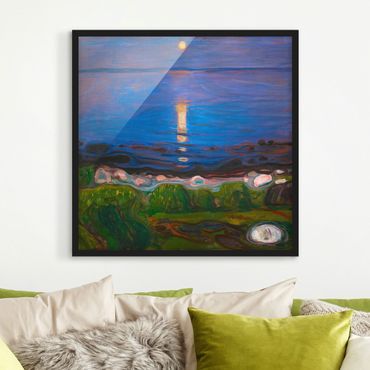 Bild mit Rahmen - Edvard Munch - Sommernacht am Meeresstrand - Quadrat 1:1