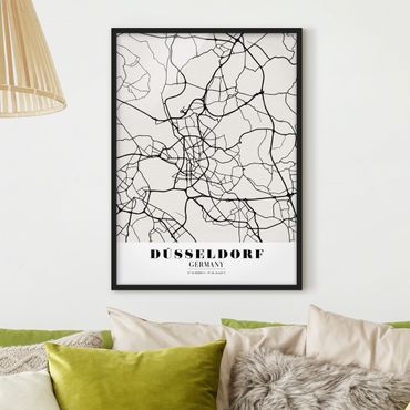 Bild mit Rahmen - Stadtplan Düsseldorf - Klassik - Hochformat 3:4