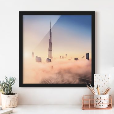 Bild mit Rahmen - Himmlische Skyline von Dubai - Quadrat 1:1