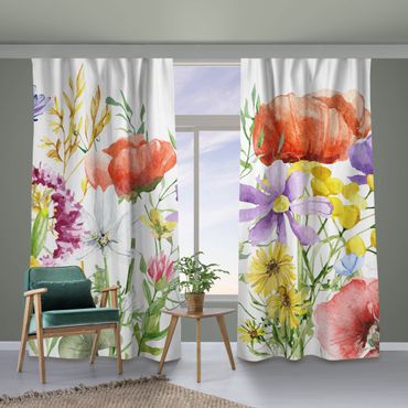 Vorhang - Aquarellierte Blumen