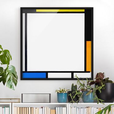 Bild mit Rahmen - Piet Mondrian - Komposition II - Quadrat 1:1