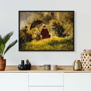 Bild mit Rahmen - Carl Spitzweg - Der Maler im Garten - Querformat 3:4