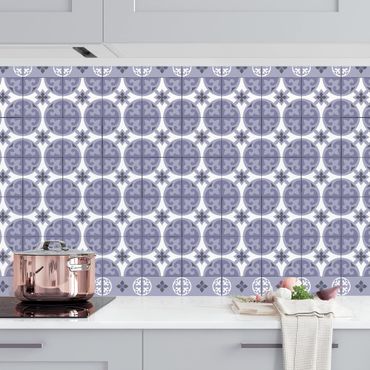 Küchenrückwand - Geometrischer Fliesenmix Kreise Violett
