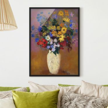 Bild mit Rahmen - Odilon Redon - Blumen in einer Vase - Hochformat 3:4