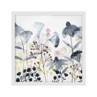 Bild mit Rahmen - Wildblumen Aquarell I - Quadrat 1:1