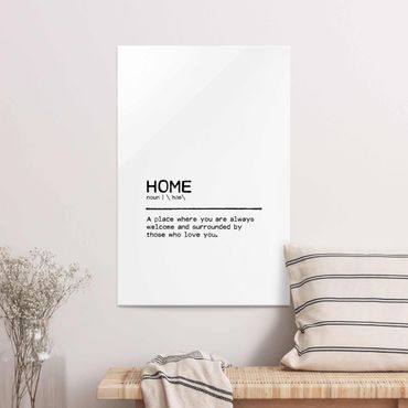Glasbild - Definition Home Welcome - Hochformat