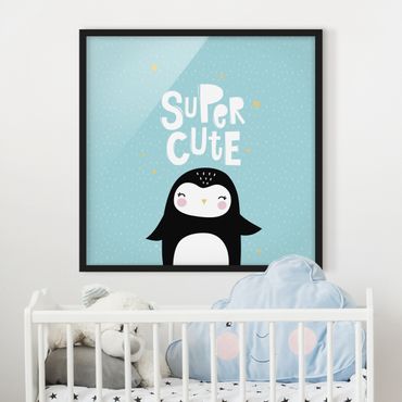 Bild mit Rahmen - Super Cute Pinguin - Quadrat 1:1