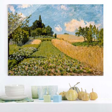 Glasbild - Kunstdruck Alfred Sisley - Sommerlandschaft mit Feldern - Quer 4:3